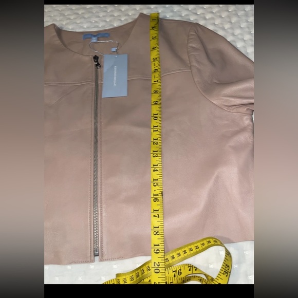 Antonio Melani Blush Tan Cropped 100% soft Leather Jacket, Size Xl NWT $317 - Picture 8 of 10